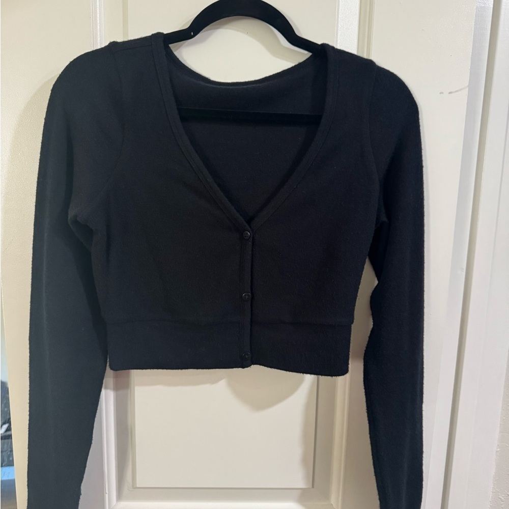 Alolux Black Cropped Cardigan